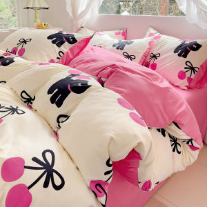  Floral Cotton Bedding Set 2024 New Style Pure Cotton Bedding Four-Piece Set Three-Piece Dormitory Bedding Sheet Set