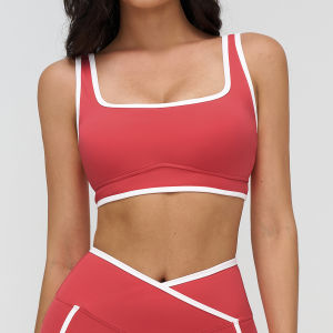 QYUED | Color Block High End Crisscross Straps Square Neck Sports Bra