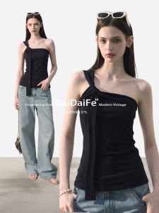 BAIDAIFEI | Sleek Style Spaghetti Strap Camisole As Outerwear And Underwear Irregular Cut Top