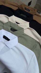 Broodis Kaos Polo Shirt Pria Kerah Knit HAKONE BLACK Lengan Panjang Casual