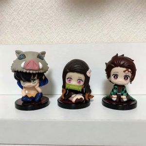 Bandai | Q Version Demon Slayer Sitting Ghost Doll Tanjiro Nidouzi Inosuke Zenizu Toy Figural PVC Model Gift