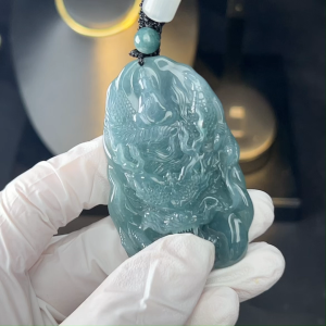 TIMESWIND Authentic Natural A-Type Jade Enlightenment Buddha Statue Zodiac Dragon Three-D Pendant Men Necklace with Certificate