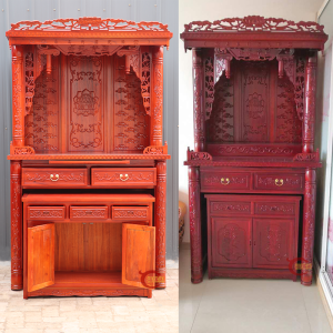 Rome Column Carved Wooden Buddha Niche Altar Table Home Use Wealth Deity Offering Table Economic Type Wooden Structure