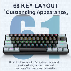 APAYADO K61 Mini Mechanical KeyboardWired61 KeysPhantom RGB Black/White Red/Blue Mechanical Switch for Gaming60% Portable