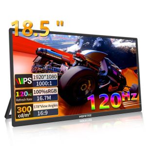 HGFRTEE 18.5" Full HD Portable Monitor Computer Gaming Display 120Hz 100%sRGB With Dual Speakers VESA For PC Laptop Xbox Switch