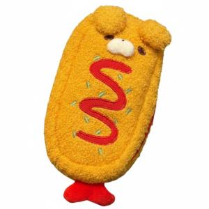 Cute Fried Shrimp Puppy Pencil Case Kawaii Stationery Organizer Bag Large Capacity Pen Pouch for School Students