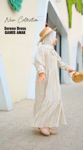 Moeskids Serena Dress Anak Gamis Crinkle Premium Motif Floral Usia 3-10 Tahun Lembut Adem Dan Flowy