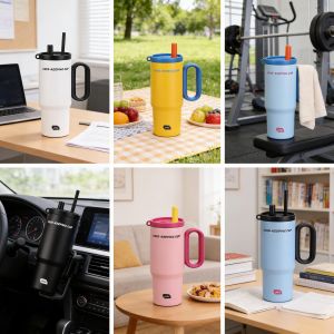 New Premium Straw Water Cup 750ML Portable Insulated Cup Coffee Cup Car Mug Tumbler Bottle 304 Stainless Steel Double-Layer Thermos Cup Suitable for Hot And Cold