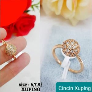CINCIN EMAS MODEL BOLA TUNGGAL TERBARU AKSEN PERMATA TITANIUM