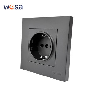Grey Power Sockets Wall Embedded Paint Plastic EU Standard Flame Retardant Classic With Ground Electrical Outlets 250V AC Ground