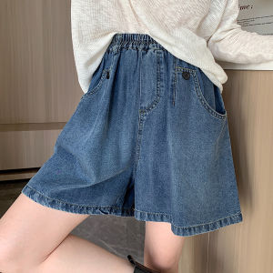 Tencel High Waist Loose Fit Womens Short Jeans Summer New Style plus Size Wide Leg Pants Thinming Hot Pants Casual Blue