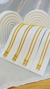 Renny laser shop สร้อยสแตนเลสเลเซอร์เกรด22K สร้อยคอ สร้อยพระลายผ่าหวายทองแต่งหัวจรวด BORทองหัวจรวด ขนาด 2.0มิล 2.5 มิล3.0 มิล 3.5 มิล 4.0 มิล 4.5 มิล ความ ยาว 16-36 นิ้ว รับประกันสินค้าไม่ลอกไม่ดำ