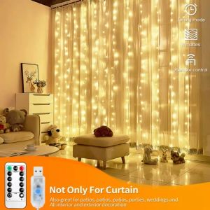 3M*3M LED USB Power Remote Control Curtain Fairy Lights Christmas Lights LED String Lights Home Wedding Party Garden Curtain Decoration