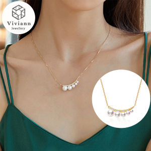 Viviann Original Crescent Pearl Necklace Pendant Vintage Simple Pearl Chain Choker Necklace For Women Wedding Love Shell Pendant Necklace Fashion Jewelry Wholesale Accessories