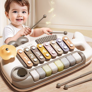 Kids Musical Instruments Whale Xylophone Piano Toy with Drum Gong for Toddlers 3 Years Educational Sensory Development Gift