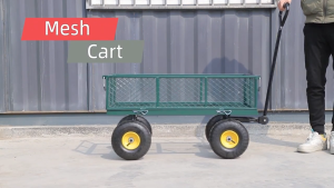 SATAS Heavy Duty Steel Garden Utility Cart Outdoor Flatbed Wagon  Garden Cart with 4 Wheels