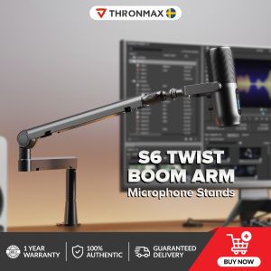 THRONMAX Twist S6 Microphone Boom ArmLow Profile Mic Stand with Cable ManagementDesk ClampVersatile MountingAll-Metal and Fully Adjustable Mic Arm for StreamingGamingHome OfficeUniversal