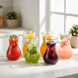 Combo 6 Bình Thủy Tinh Dáng Loe 350ml Đựng Nước Ép Sinh Tố Decor Sang Trọng