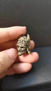 Japanese Eagle Nose Samurai Helmet Brass Knife Bead Brass Woven Paracord Lanyard Pendant Outdoor EDC Umbrella Rope DIY Accessory