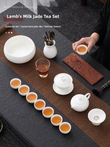 Yulan White Porcelain Tea Set Ceramic Office Tea Pot Tea Cups Home Use Gongfu Tea Brewing Set Handmade Traditional Chinese Style