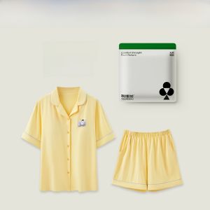 YOUKESHU | Pure Cotton Short Sleeve Sleepwear For Women Summer Home Clothes Set Wearable Ladies Nightgown Loose Fit Comfortable Sleepwear