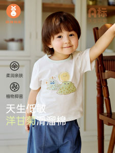 เสื้อยืดแขนสั้นผ้าฝ้ายสำหรับเด็ก ป้องกันแบคทีเรียและไรฝุ่น คอกลม แฟชั่นฤดูร้อน สำหรับเด็ก 2-18 เดือน คอลเลกชั่นฤดูร้อน 2025