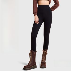 MiiOW | High Waist Yoga Pants Womens Autumn Winter Fleece Lined Shark Skin Design Warmth Knee Pads Hip Lifting Bottoming Trousers