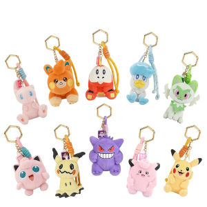 Anime Kawaii Pikachu Keychain Gengar Togepi Sprigatito Mew Jigglypuff Mimikyu Stuffed Toy Cute Plush Keyring Dolls Pendant Gifts