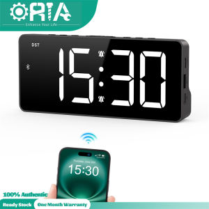 ORIA Digital Alarm Clock with Bluetooth Auto Time Sync LED Alarm Clock with Adjustable Brightness and Volume Snooze 12/24 Hour Display