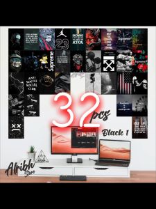 POSTER DINDING AESTHETIC BLACK isi 32pcs /POSTER DINDING RUMAH /DEKORASI KAMAR