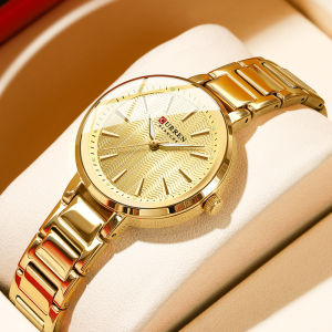 CURREN นาฬิกาผู้หญิงใหม่แฟชั่นสแตนเลสสตีลนาฬิกาข้อมือสร้อยข้อมือกันน้ํา Luminous นาฬิกาสุภาพสตรี