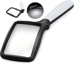 Handheld Magnifier 3X Magnifying Glass with 5 LED Light for Seniors Reading Repair Jewelry Craft Inspection Battery-powered