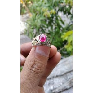 Cincin batu merah Siam Bangkok 8x6 ml Cincin permata