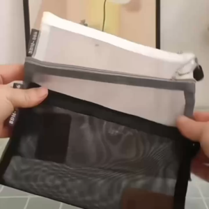 COZII แบบมินิมอล กระเป๋าดินสอแบบตาข่าย มีซิปปิด กระเป๋าใส่เครื่องสําอาง กระเป๋าใส่ของอเนกประสงค์ แบบพกพา มองเห็นของข้างใน