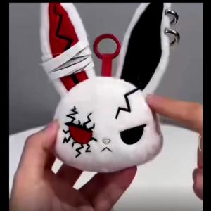 Potdemiel | Gothic Bunny Plush Keychain RabbitBag Charm with Bandage Desian Kawaii Key Ring Pendant Car Bag Ornament Girl Child Gift To