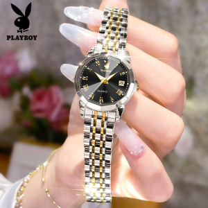 PLAYBOY Watch For Women Original Waterproof Korean Style Luxury High Quality Stainless Strap Luminous Quartz Jam Tanggan Perempuan
