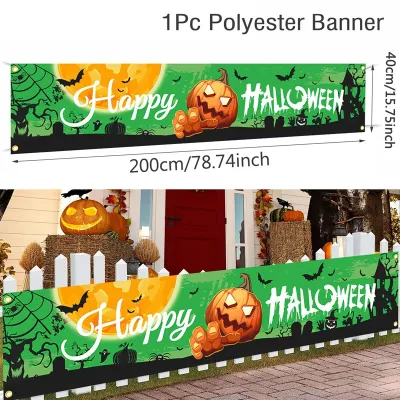 Biểu Ngữ Bí Ngô Halloween Cổ Điển Đồ Trang Trí Sân Vườn Ma Quái Biển Hiệu Tiệc Ngoài Trời Biển Hiệu Hàng Rào Hiên Nhà Halloween Cổ Điển Đồ Trang Trí Halloween