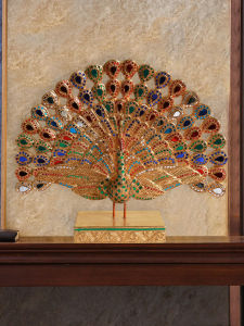 Peacock Display Home Decorations Southeast Asian Style Living Room Desktop Ornament Handmade Wooden Artistic Animal Sculpture