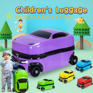 18 Inch Childrens Luggage: Rideable 3D Cartoon Car & Universal Wheel Travel Suitcase