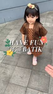 MOLEKA Set Kebaya Lurik Anak Perempuan 1-13 Tahun Warna Coklat Tebal Halus Baju Setelan Seragam Batik Anak TK SD SMP