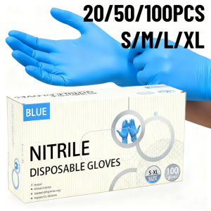 20/50/100PCS Disposable Blue Nitrile Gloves Cleaning Gloves Suitable For Gardening Work Baking Bread Kitchen Cleaning Tools