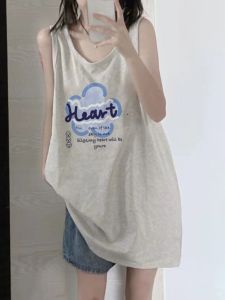 Áo Thun Không Tay Cotton Mỹ Dành Cho Nữ Mùa Hè Áo Khoác Ngoài Bóng Rổ Cổ Treo Rộng Rãi Không Tay Dáng Rộng Không Tay Phong Cách Thường Ngày