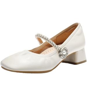 Belle | Silver Mary Janes Shoes Soft Sole High Heels