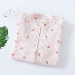 Áo Choàng Cardigan Tay Dài Mỏng Bằng Vải Cotton Nguyên Chất Phong Cách Nhật Bản Áo Ngủ Mùa Hè Cho Nữ Áo Sơ Mi Cổ Bẻ Đơn Giản