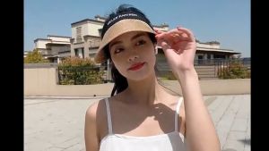 Topi Pantai Wanita Lebar Rajut Korea Fashion Sport Senam Zumba Golf Visor Anti UV PTAB
