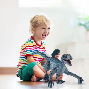 Remote Control Dinosaur Simulation RC Velociraptor Toys Rechargeable Walking Dinosaur with Light & Sound