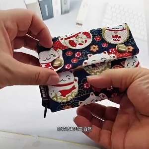 Cute Canvas Wallet Card Holder All-in-One Bag Women Zipper Coin Purse Portable Small Cloth Bag Multifunctional Small Bag Cash Storage Bag
