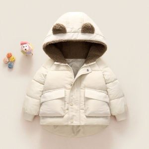 New Autumn Winter Thickened down Cotton Jacket for Kids Boys Girls Warm Outerwear Baby Coat Korean Style Hooded Poly Fiber
