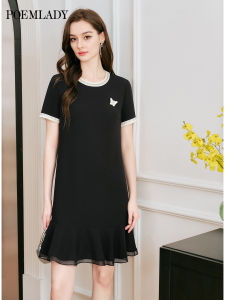 POEMLADY | Flared Sleeve Loose Mini Dress Black 1pc