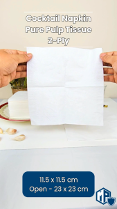 Cocktail Napkin Pure Pulp Tissue 2-Ply | Napkin Tissue | Party Tissue | Square Tissue | 23 x 23cm x 100sheet